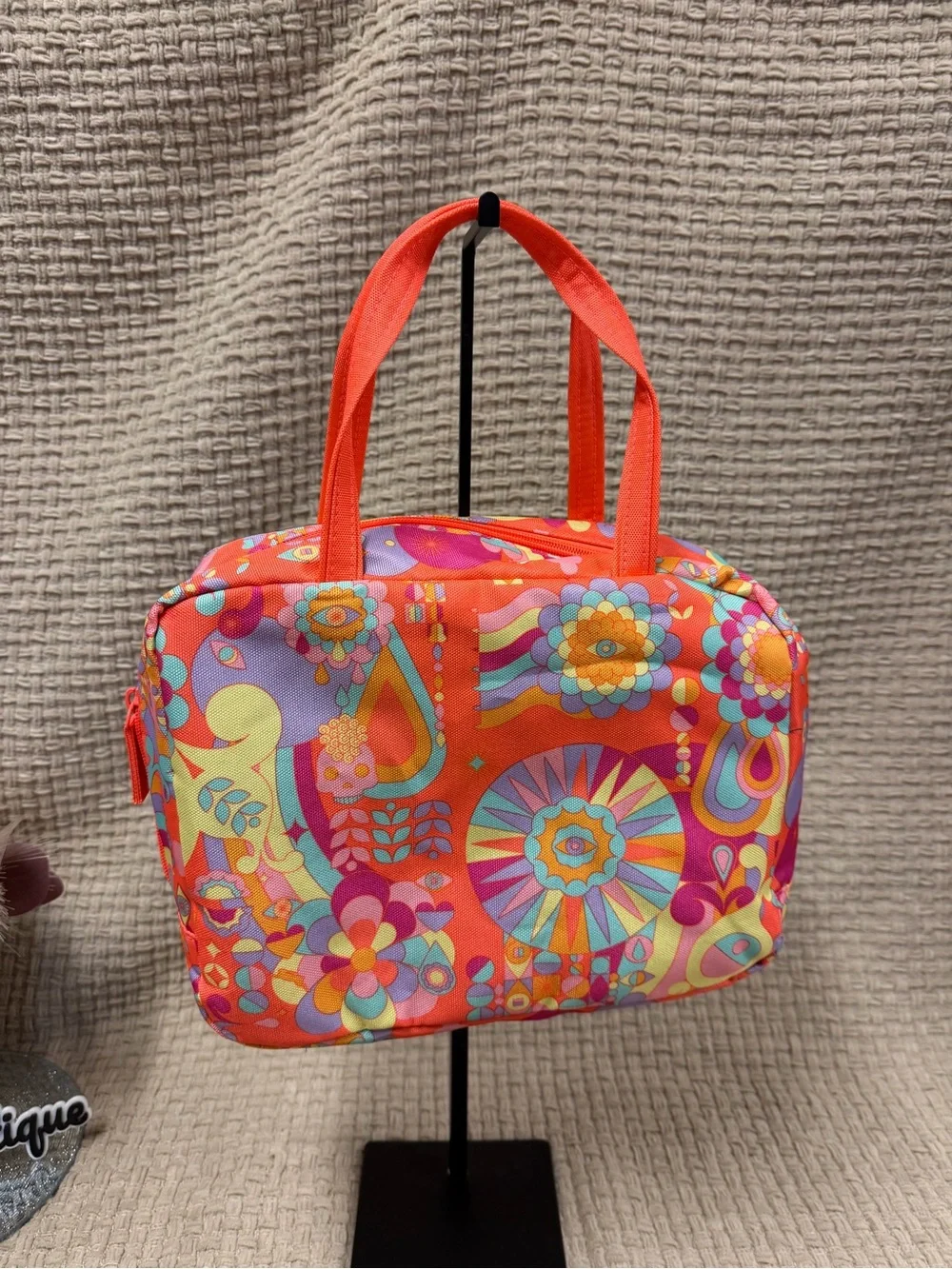amika Orange Multi Floral Cosmetic Tote